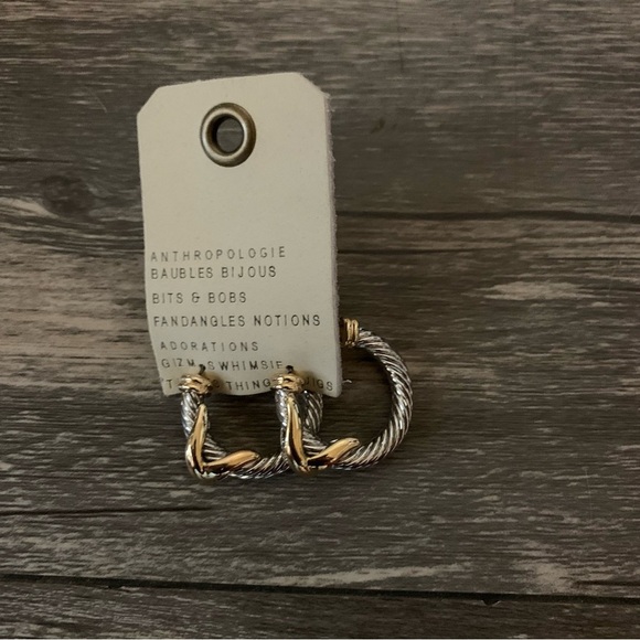 ANTHROPOLOGIE Mixed Metal Hoop Earrings - Picture 4 of 7